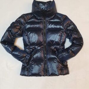 SAM New York Metallic Blue Down Puffer Jacket Women’s Large